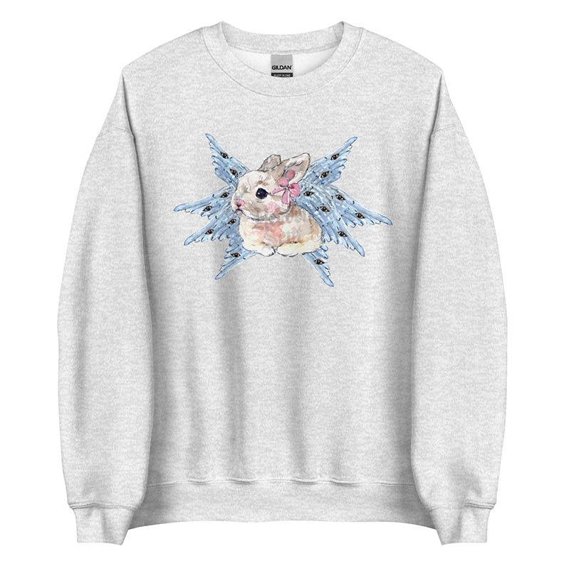 Biblically Accurate | Angel Rabbit Women’s Sweatshirt | Watercolor Bunny Art Pullover (Unisex)