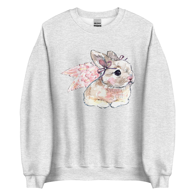 Cherub Bunny | Coquette Rabbit Women’s Sweatshirt | Watercolor Bunny Art Pullover (Unisex)
