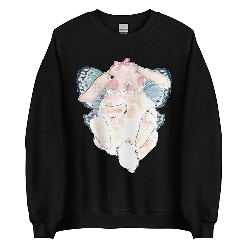 Fairy Whimsical Bunny Women’s Sweatshirt | Watercolor Bunny Art Pullover (Unisex)