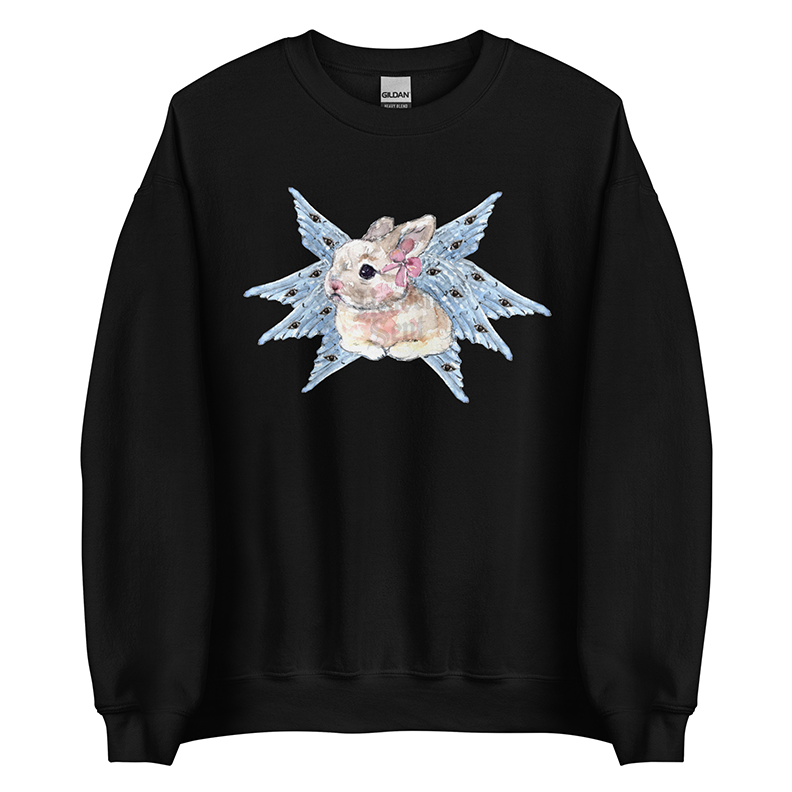 Biblically Accurate | Angel Rabbit Women’s Sweatshirt | Watercolor Bunny Art Pullover (Unisex)