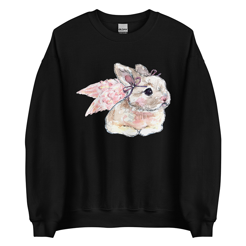 Cherub Bunny | Coquette Rabbit Women’s Sweatshirt | Watercolor Bunny Art Pullover (Unisex)