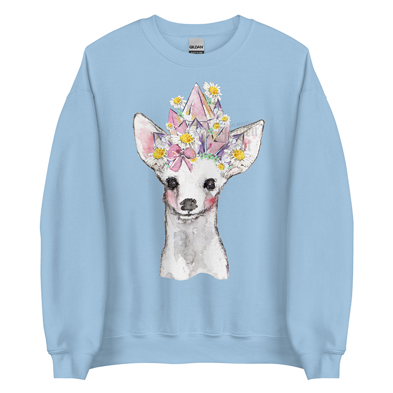 Crystal Fawn (White) | Coquette Fawn Women’s Sweatshirt | Watercolor Deer Art Pullover (Unisex)