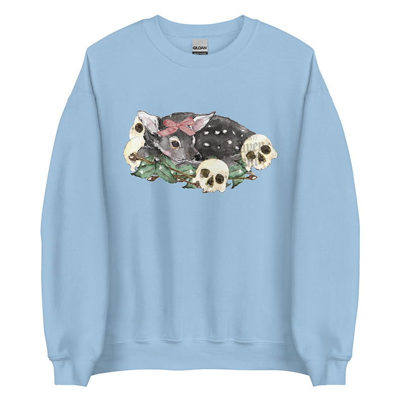 Nocturne Fawn (Black) | Coquette Fawn Women’s Sweatshirt | Watercolor Deer Art Pullover (Unisex)