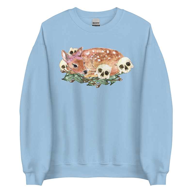 Nocturne Fawn (Tan) | Coquette Fawn Women’s Sweatshirt | Watercolor Deer Art Pullover (Unisex)
