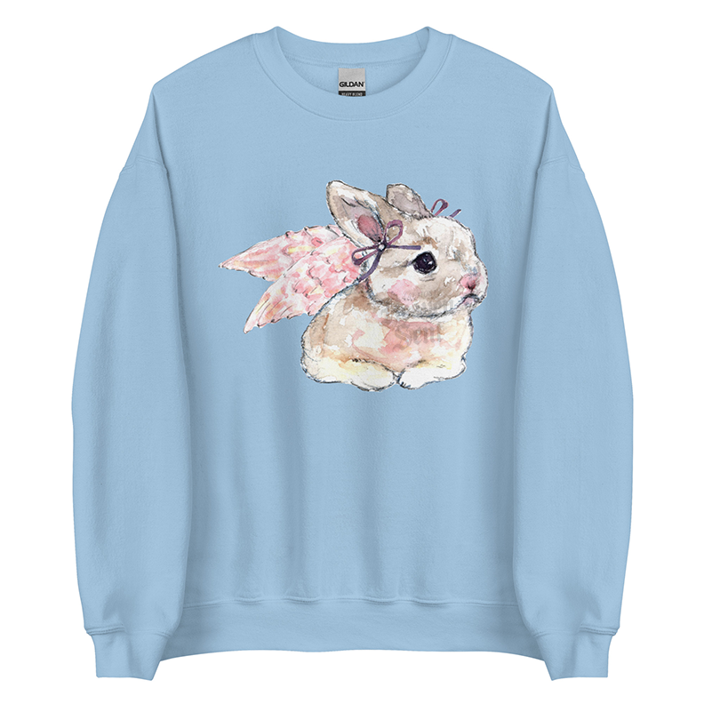 Cherub Bunny | Coquette Rabbit Women’s Sweatshirt | Watercolor Bunny Art Pullover (Unisex)