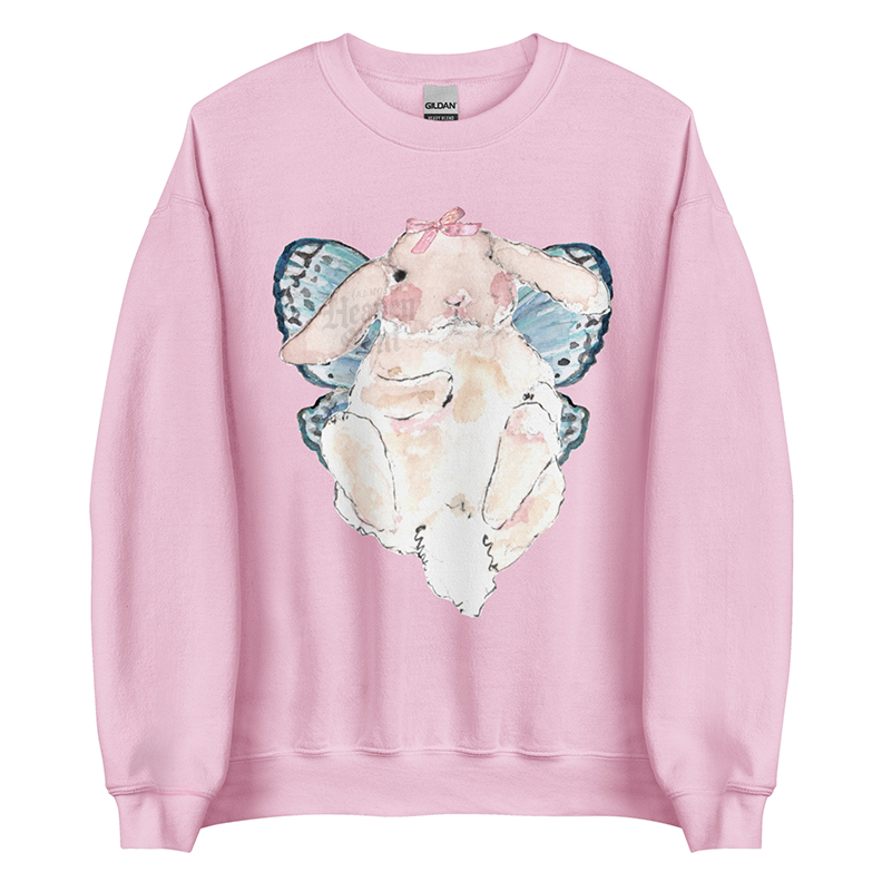 Fairy Whimsical Bunny Women’s Sweatshirt | Watercolor Bunny Art Pullover (Unisex)
