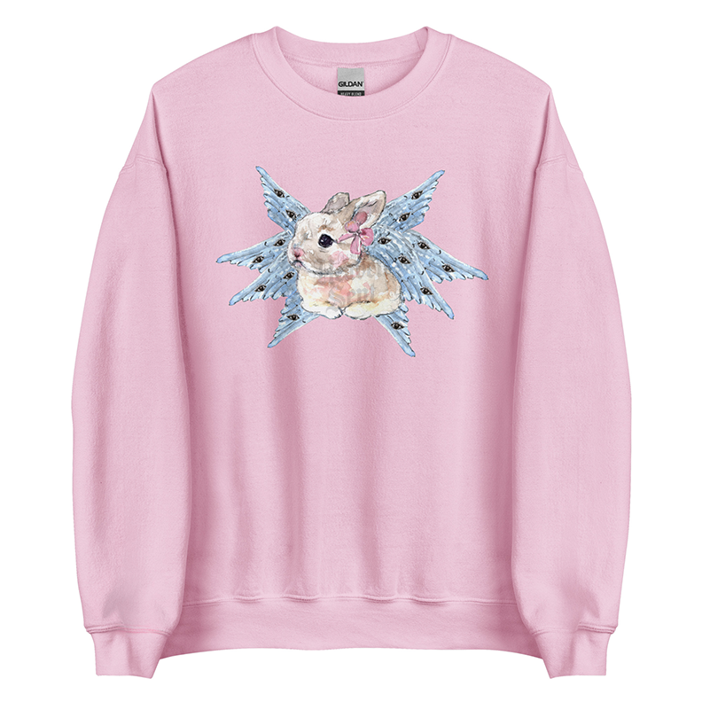 Biblically Accurate | Angel Rabbit Women’s Sweatshirt | Watercolor Bunny Art Pullover (Unisex)