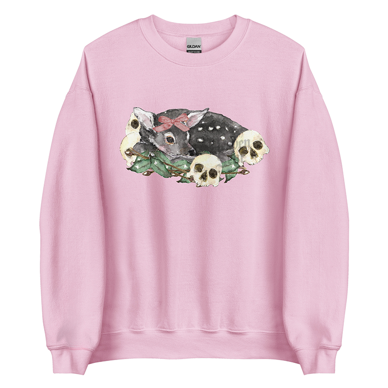 Nocturne Fawn (Black) | Coquette Fawn Women’s Sweatshirt | Watercolor Deer Art Pullover (Unisex)