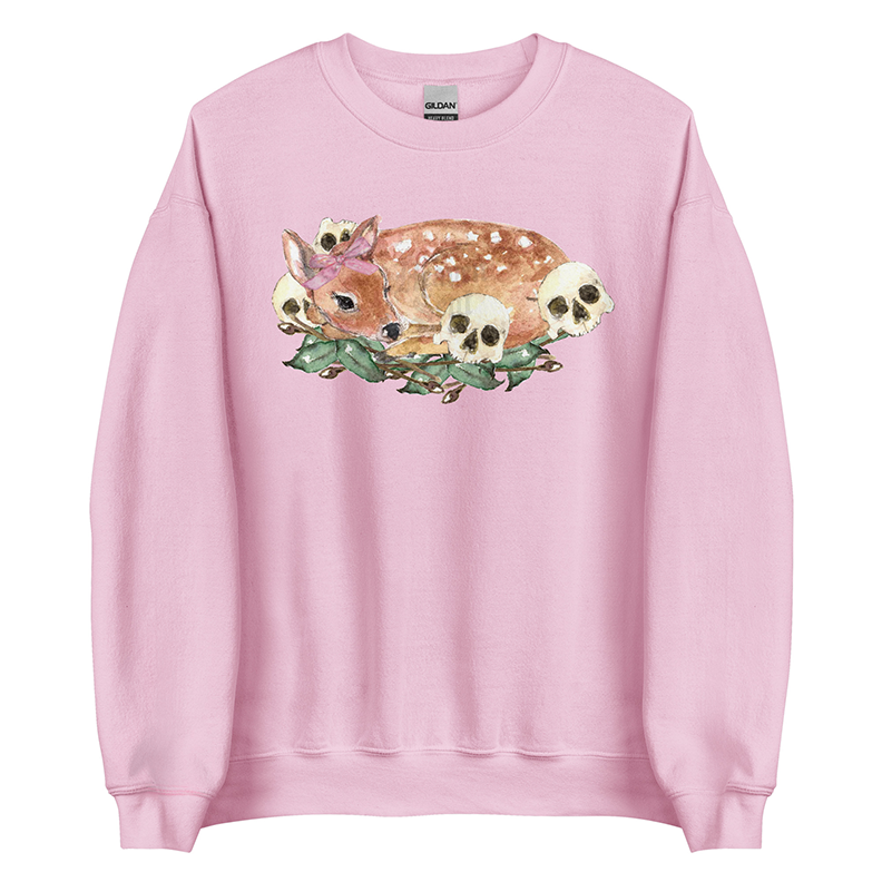 Nocturne Fawn (Tan) | Coquette Fawn Women’s Sweatshirt | Watercolor Deer Art Pullover (Unisex)