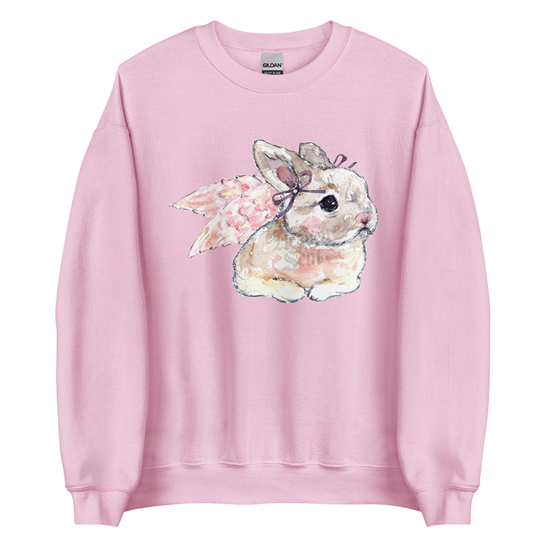Cherub Bunny | Coquette Rabbit Women’s Sweatshirt | Watercolor Bunny Art Pullover (Unisex)