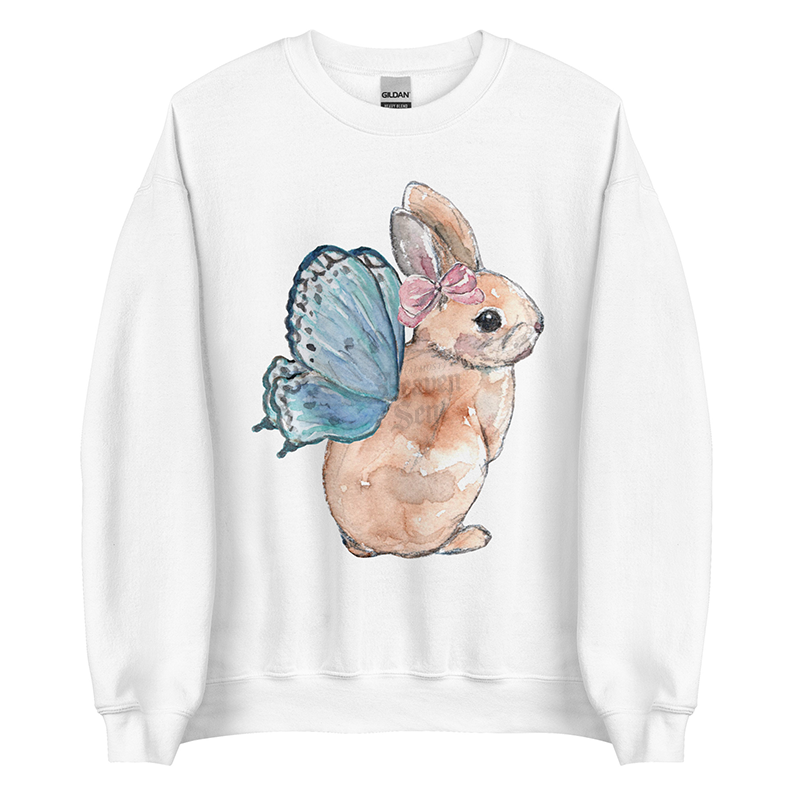 Coquette Fairy Rabbit Women’s Sweatshirt | Watercolor Bunny Art Pullover (Unisex)