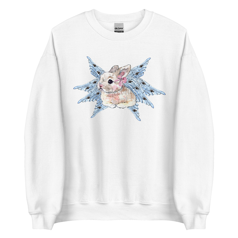 Biblically Accurate | Angel Rabbit Women’s Sweatshirt | Watercolor Bunny Art Pullover (Unisex)