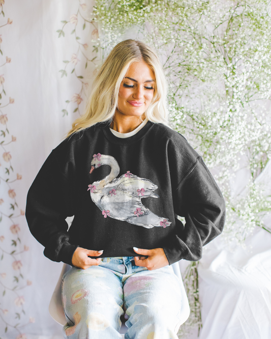 Swan Song | Coquette Swan Women’s Sweatshirt | Watercolor Swan Art Pullover (Unisex)