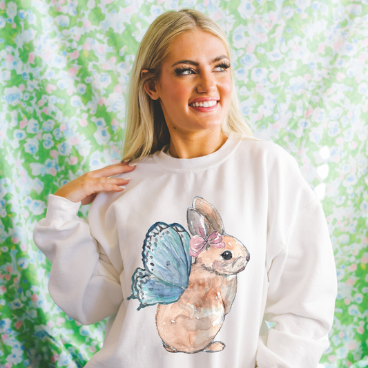 Coquette Fairy Rabbit Women’s Sweatshirt | Watercolor Bunny Art Pullover (Unisex)