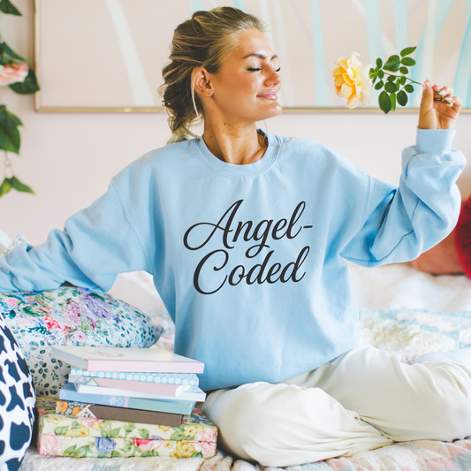 Angel-Coded Sweatshirt (Black Font) – Women’s Cozy Crewneck (Unisex)
