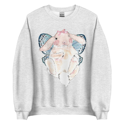 Fairy Whimsical Bunny Women’s Sweatshirt | Watercolor Bunny Art Pullover (Unisex)