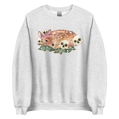 Nocturne Fawn (Tan) | Coquette Fawn Women’s Sweatshirt | Watercolor Deer Art Pullover (Unisex)