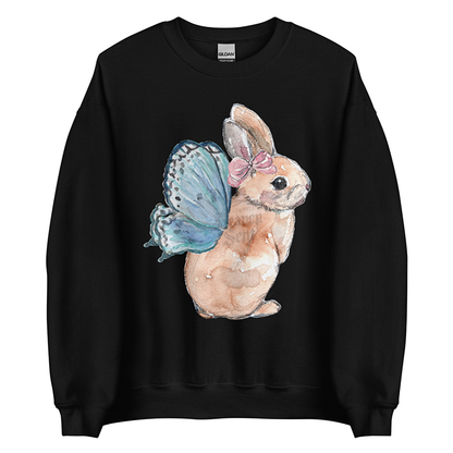 Coquette Fairy Rabbit Women’s Sweatshirt | Watercolor Bunny Art Pullover (Unisex)