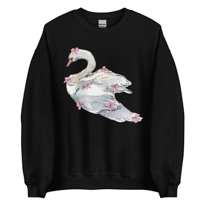 Swan Song | Coquette Swan Women’s Sweatshirt | Watercolor Swan Art Pullover (Unisex)
