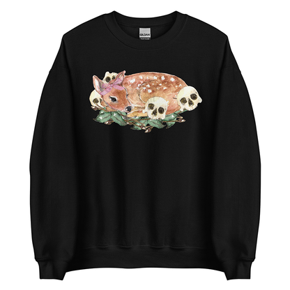 Nocturne Fawn (Tan) | Coquette Fawn Women’s Sweatshirt | Watercolor Deer Art Pullover (Unisex)