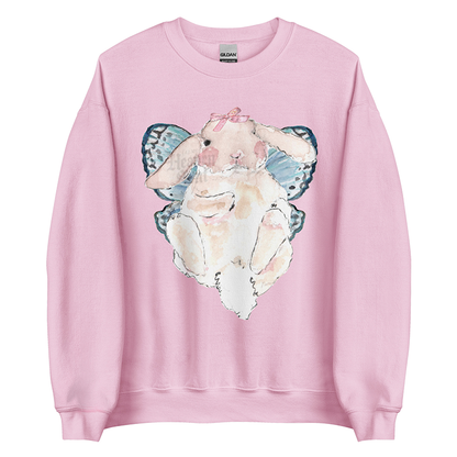 Fairy Whimsical Bunny Women’s Sweatshirt | Watercolor Bunny Art Pullover (Unisex)
