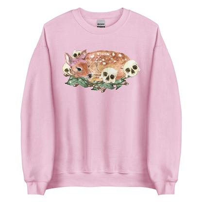 Nocturne Fawn (Tan) | Coquette Fawn Women’s Sweatshirt | Watercolor Deer Art Pullover (Unisex)